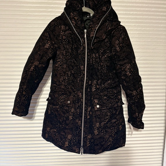 NWT Northside Black and Brown Lace 3/4 Puffer jacket medium - Picture 4 of 11